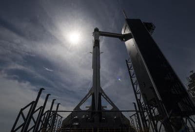 Crew Dragon Demo-1 spacecraft atop Falcon 9 at LC-39A