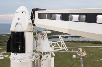 Crew Dragon Demo-1 spacecraft on the launch pad before its first flight