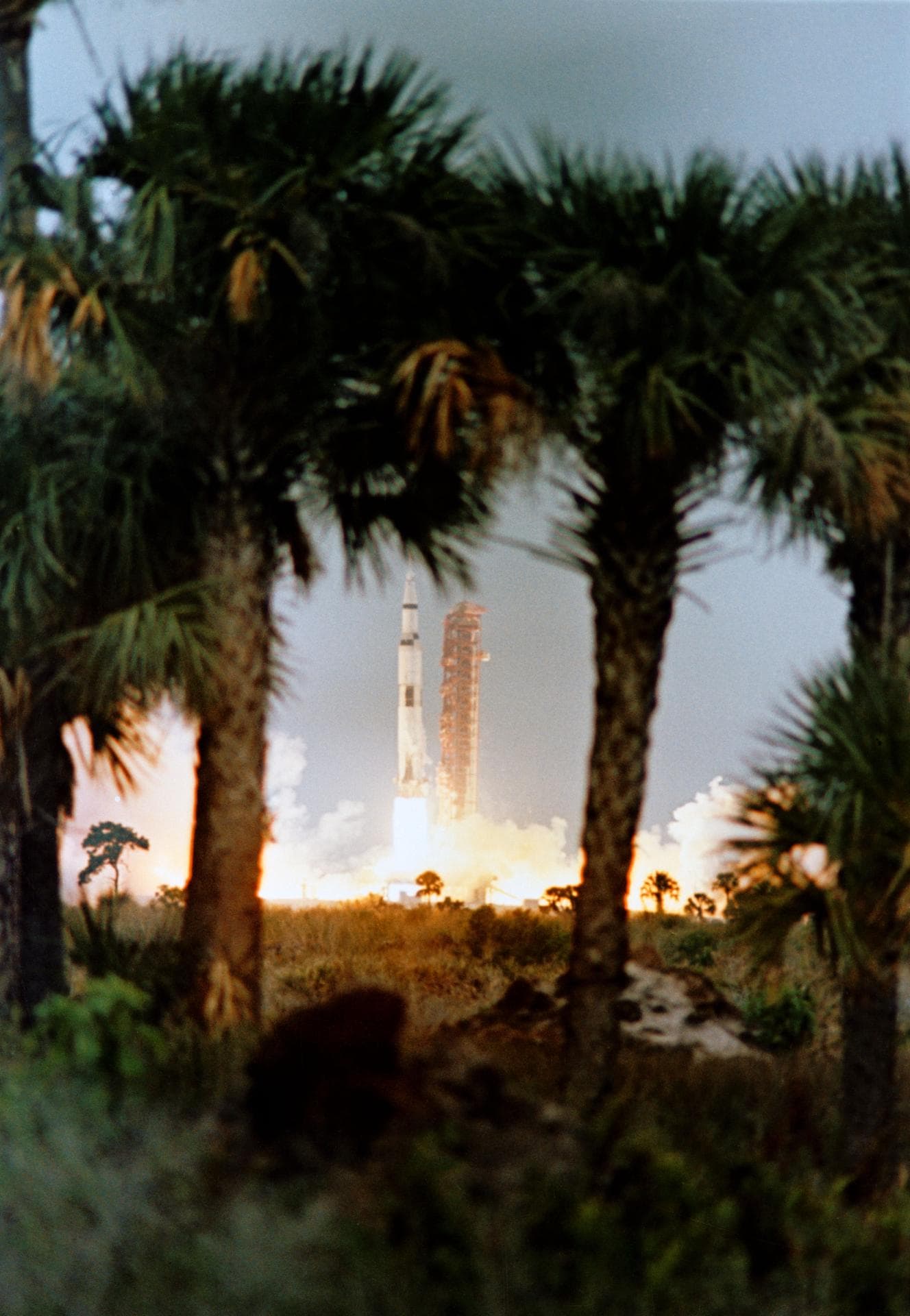 Start Saturnu V s Apollem 9 z Kennedyho vesmírného střediska, 3. března 1969 (NASA).